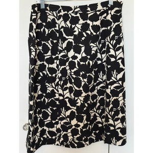Women's Katheryne Wang Skirt Size L Black Floral Print Silk Blend zip